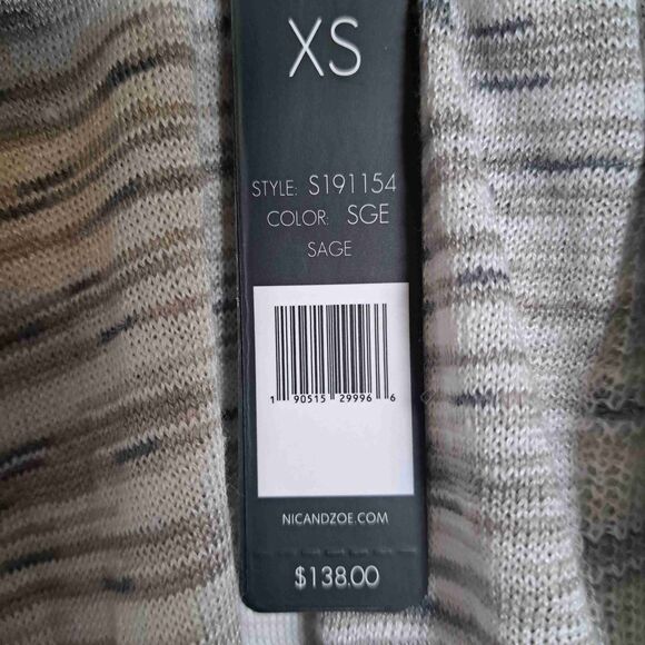 NIC+ZOE Green Shawl Lapel 3/4 Sleeve Linen-Blend Cardy - Picture 6 of 11